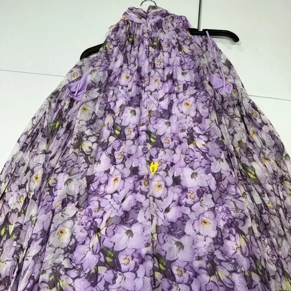 Badgley Mischka Floral Mock
Neck Pleated Gown Purple Maxi dress Size 12 - Picture 6 of 6